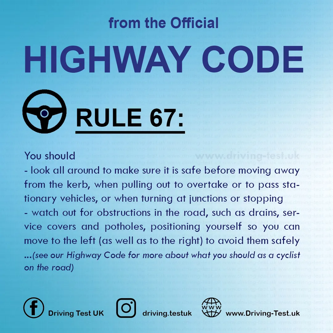 Rules for cyclists The Official British Highway Code free Rule 67