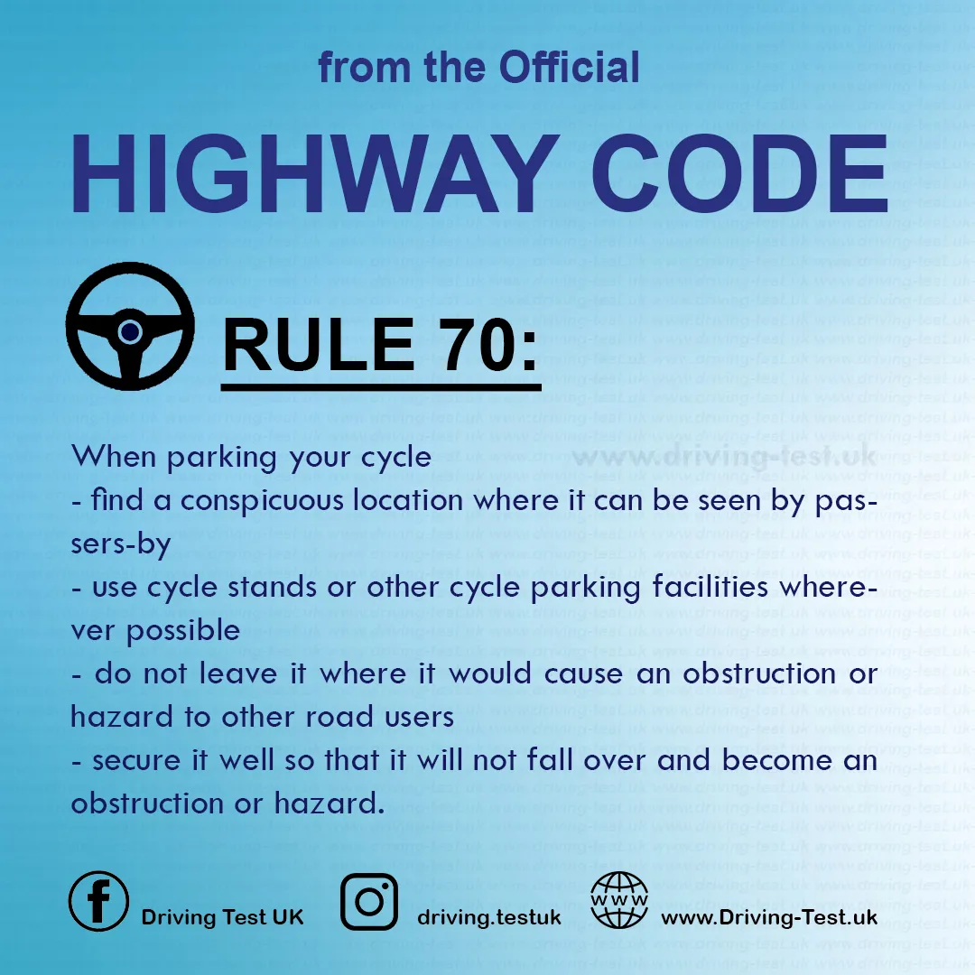 Rules for cyclists The Official British Highway Code free Rule 70