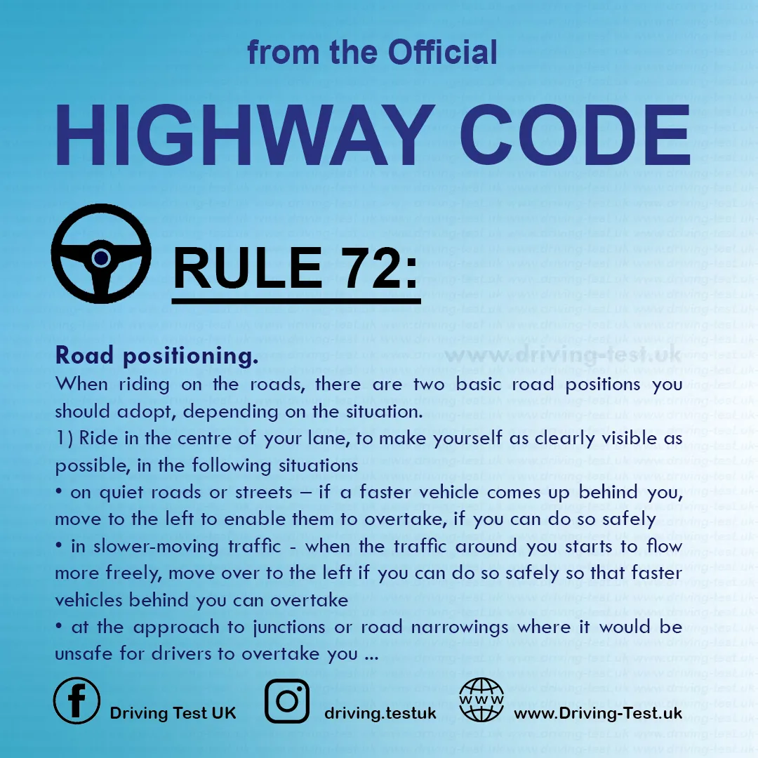Rules for cyclists The Official British Highway Code free Rule 72