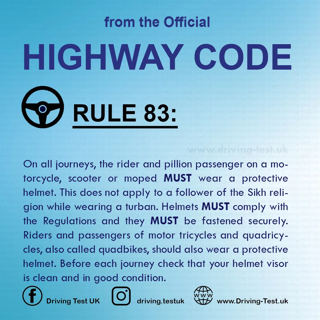 Motorcycles UK Rules CBT Course Highway Code Rule 83