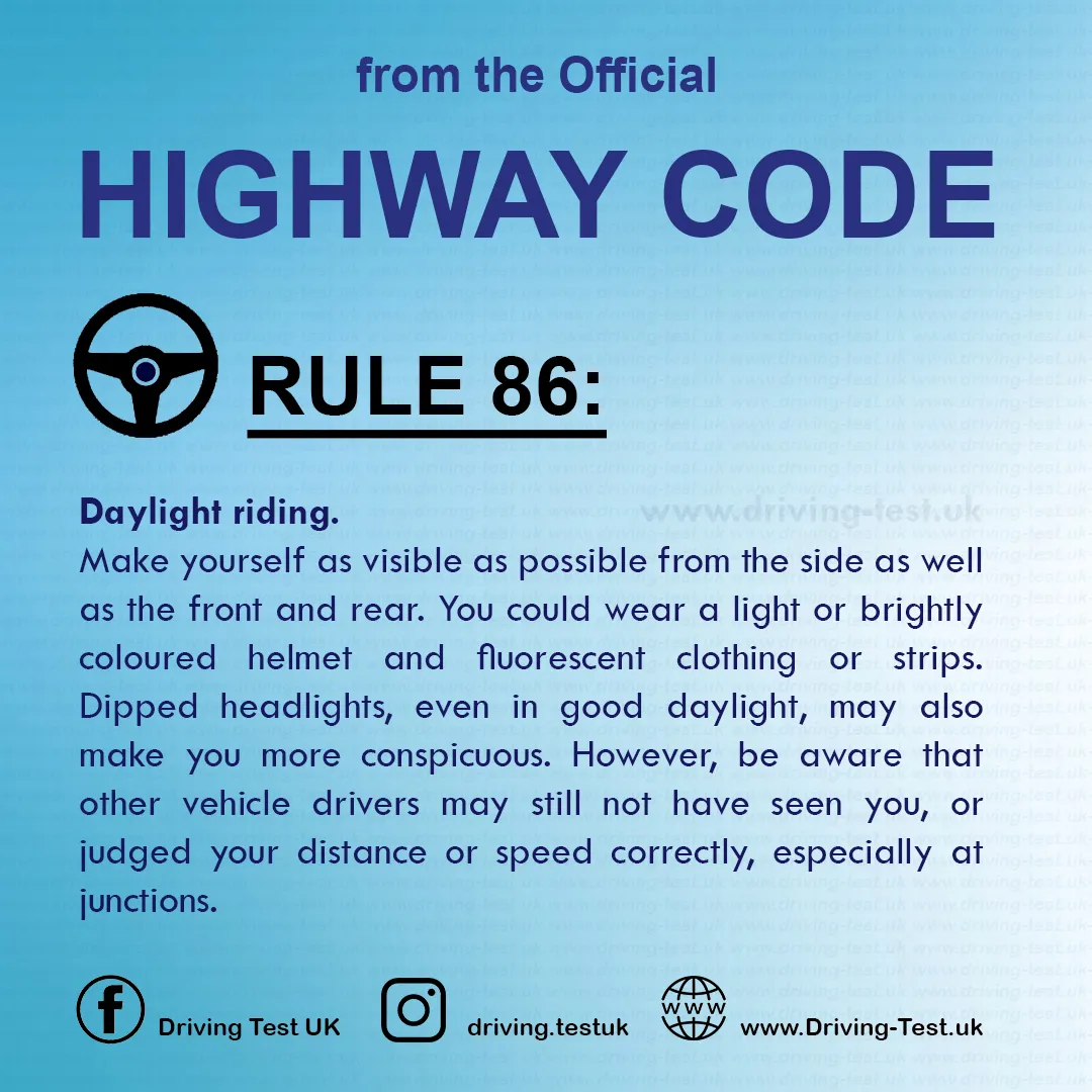 Motorcycles UK Rules CBT Course Highway Code Rule 86