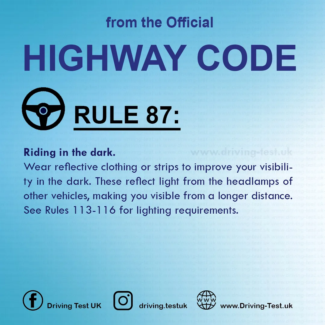 Motorcycles UK Rules CBT Course Highway Code Rule 87